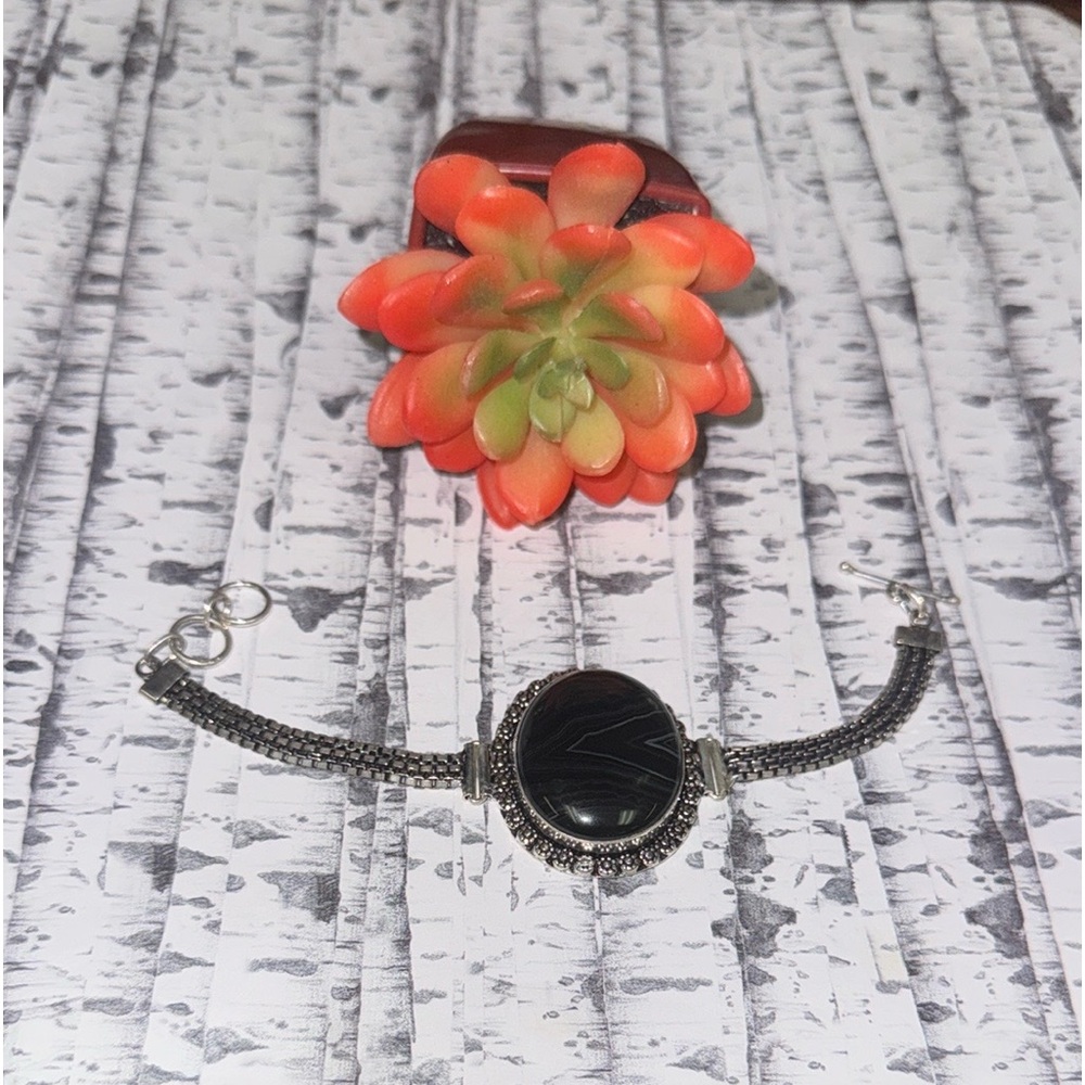 Botswana Agate Silver Bracelet - image 3